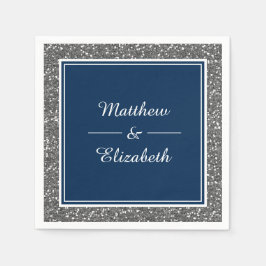 Nep Zilver Glitter Marineblauw Huwelijkspapier Servet