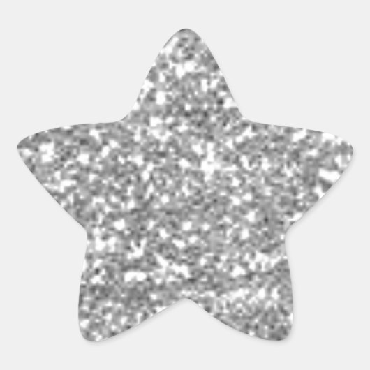 Nep Zilver Glitter Ster Sticker (Voorkant)