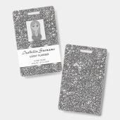Nep Zilver Glitter Textuur Uiterlijk & Aangepaste  Badge (Voor- en achterkant)