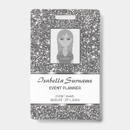 Nep Zilver Glitter Textuur Uiterlijk & Aangepaste  Badge