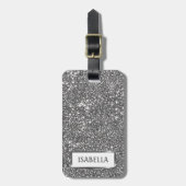 Nep Zilver Glitter Textuur Uiterlijk & Aangepaste Bagagelabel (Voorkant verticaal)