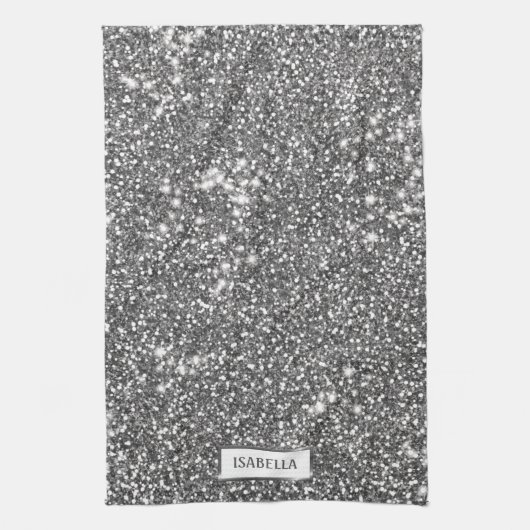 Nep Zilver Glitter Textuur Uiterlijk & Aangepaste Theedoek (Verticaal)