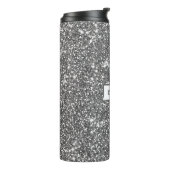 Nep Zilver Glitter Textuur Uiterlijk & Aangepaste Thermosbeker (Gedraaid links)