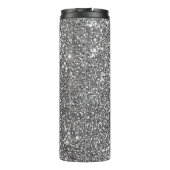 Nep Zilver Glitter Textuur Uiterlijk & Aangepaste Thermosbeker (Achterkant)