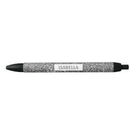 Nep Zilver Glitter Textuur Uiterlijk & Aangepaste  Zwarte Inkt Pen
