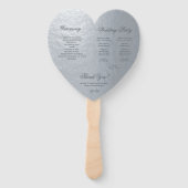 Nep Zilver Grijs Calligraphy Hart Trouwprogramma Handwaaier (Achterkant)
