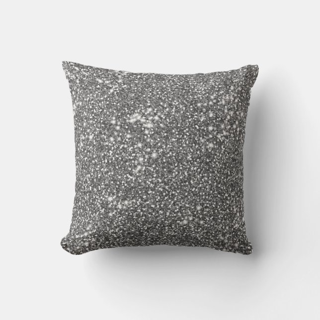 Nep Zilver Grijs Glitter Textuur Uiterlijk Design Kussen (Voorkant)