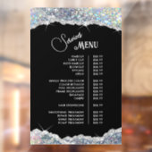 Nep Zilver Iridescente Glitter Service Menu Raamsticker (Vel 2)