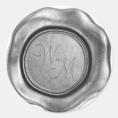 Nep Zilver Was Initiaal Monogram Ronde Sticker (Voorkant)
