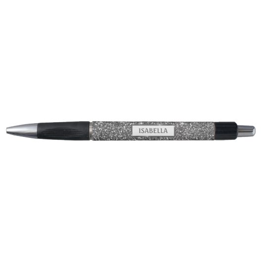 Nep Zilveren Glitter Textuur Uiterlijk & Aangepast Pen (Voorkant)