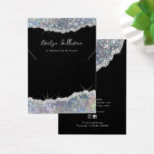 Nep zilveren glittersieraden displaykaart visitekaartje (Bureau)