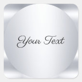 Nep zilveren metalen uitzicht Voeg uw tekstsjabloo Vierkante Sticker (Voorkant)