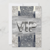 Nep Zilveren Metallic Glitters VIP-feest Uitnodigi Kaart (Voorkant)