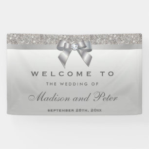 Nep Zilveren Pailletten Strik Diamant Bruiloft Spandoek