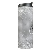 Nep zilverfolie met glinsterende glittermonogram thermosbeker (Gedraaid links)