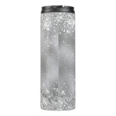 Nep zilverfolie met glinsterende glittermonogram thermosbeker (Achterkant)