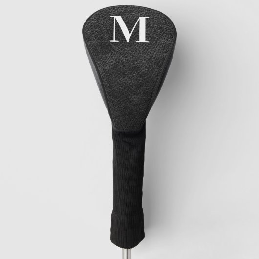 Nep zwart leer modern monogram golfheadcover (Voorkant)
