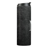 Nep Zwart Leer Modern Monogram Thermosbeker (Gedraaid links)