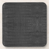 Nep Zwarte Alligator Leerprint Bier Onderzetter (Voorkant)