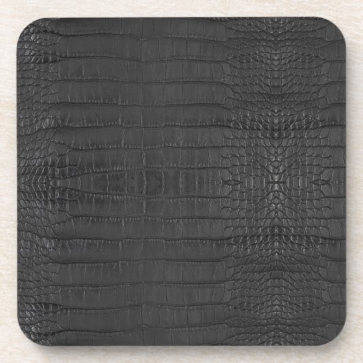 Nep Zwarte Alligator Leerprint Bier Onderzetter (Voorkant)