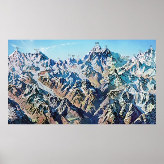 "Nepal: 1963/heute - Mount Everest Region Panorama Poster (Voorkant)