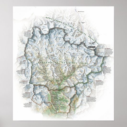 "Nepal: 2003/heute Himalaya - Sagarmatha NP Karte Poster (Voorkant)