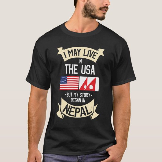 Nepal: Amerikaanse vlag Verenigde Staten Nepalees T-shirt (Voorkant)