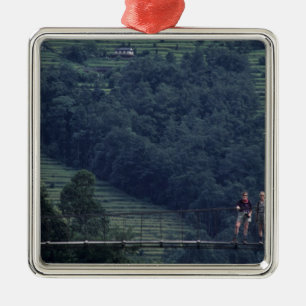 Nepal, Annapurna regio. Toeristen op trektocht Metalen Ornament