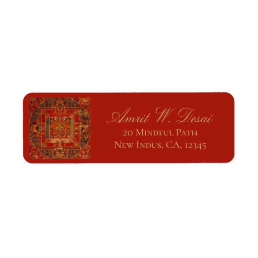 Nepal Boeddhistische  Tibetaans Antiek Mandala Kun Etiket (Voorkant)