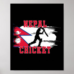 Nepal Cricket Nepal Cricket Fans Nepal Vlag  Poster