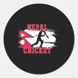Nepal Cricket Nepal Cricket Fans Nepal Vlag Ronde Sticker