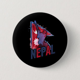 Nepal Cricket T-Shirt Nepali Vlag Supporter Cricke Ronde Button 5,7 Cm
