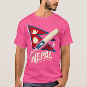 Nepal Cricket Tenue 2024 Cricket Vlag Van Nepal Te T-shirt