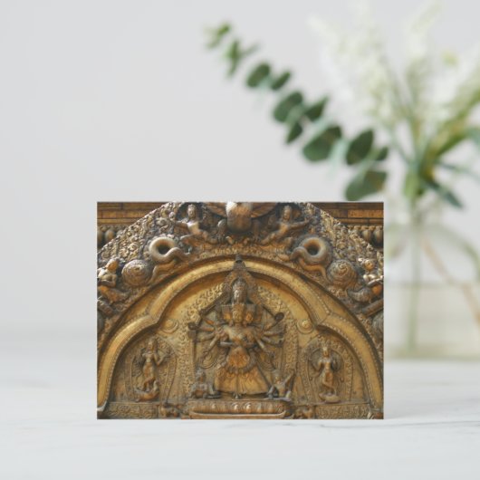 Nepal Deity Carving Briefkaart (Staand voorkant)
