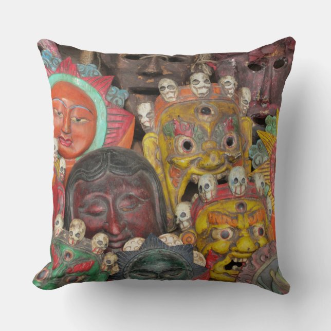 Nepal Deity Mask Pillow Kussen (Voorkant)
