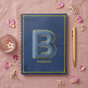 Nepal Denim 3D Gestikte Monogram Letter B Notitieboek