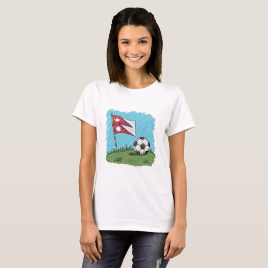 Nepal flag and soccer ball t-shirt (Voorkant volledig)