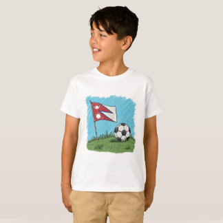 Nepal flag and soccer ball t-shirt