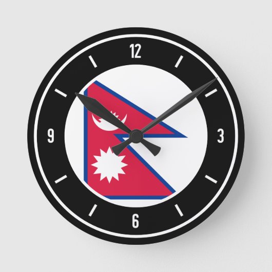 Nepal Flag Elegant Ronde Klok (Voorkant)