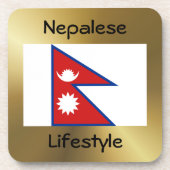 Nepal Flag+Text Onderzetter (Voorkant)