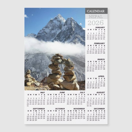 Nepal Fridge Calendar 2026, Ama Dablan, Sagarmatha (Voorkant)