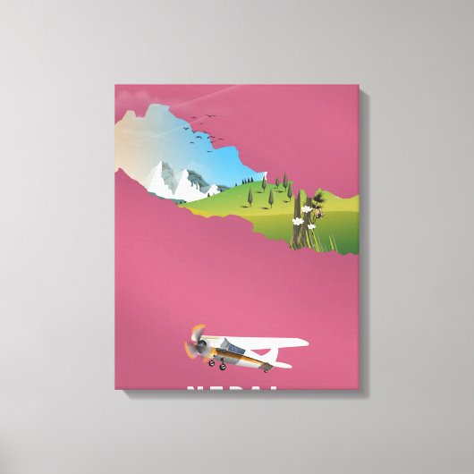Nepal geïllustreerde kaartposter canvas afdruk (Voorkant)