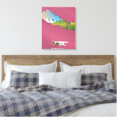 Nepal geïllustreerde kaartposter canvas afdruk (Insitu (Slaapkamer))