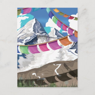 Nepal Himalaya gebeds vlaggen Reis poster Briefkaart