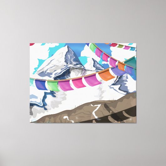 Nepal Himalaya gebeds vlaggen Reis poster Canvas Afdruk (Voorkant)