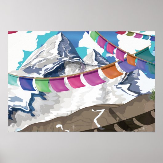 Nepal Himalaya gebeds vlaggen Reisposter Poster (Voorkant)