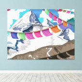 Nepal Himalayan Prayer Flags Travel poster Canvas Afdruk (Insitu (Houten vloer))