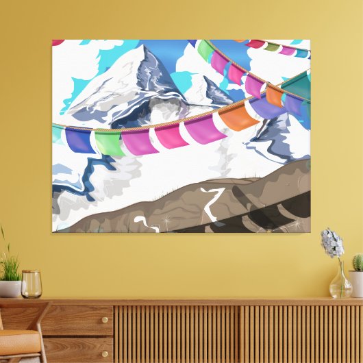 Nepal Himalayan Prayer Flags Travel poster Canvas Afdruk (Insitu (Woonkamer))