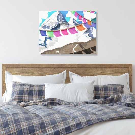 Nepal Himalayan Prayer Flags Travel poster Canvas Afdruk (Insitu (Slaapkamer))