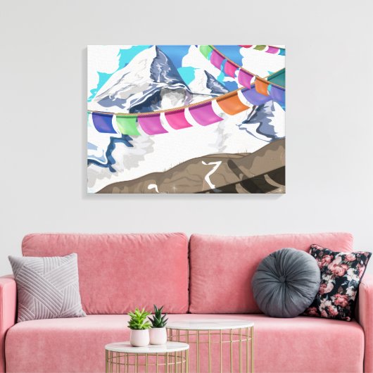 Nepal Himalayan Prayer Flags Travel poster Canvas Afdruk (Insitu (Woonkamer))